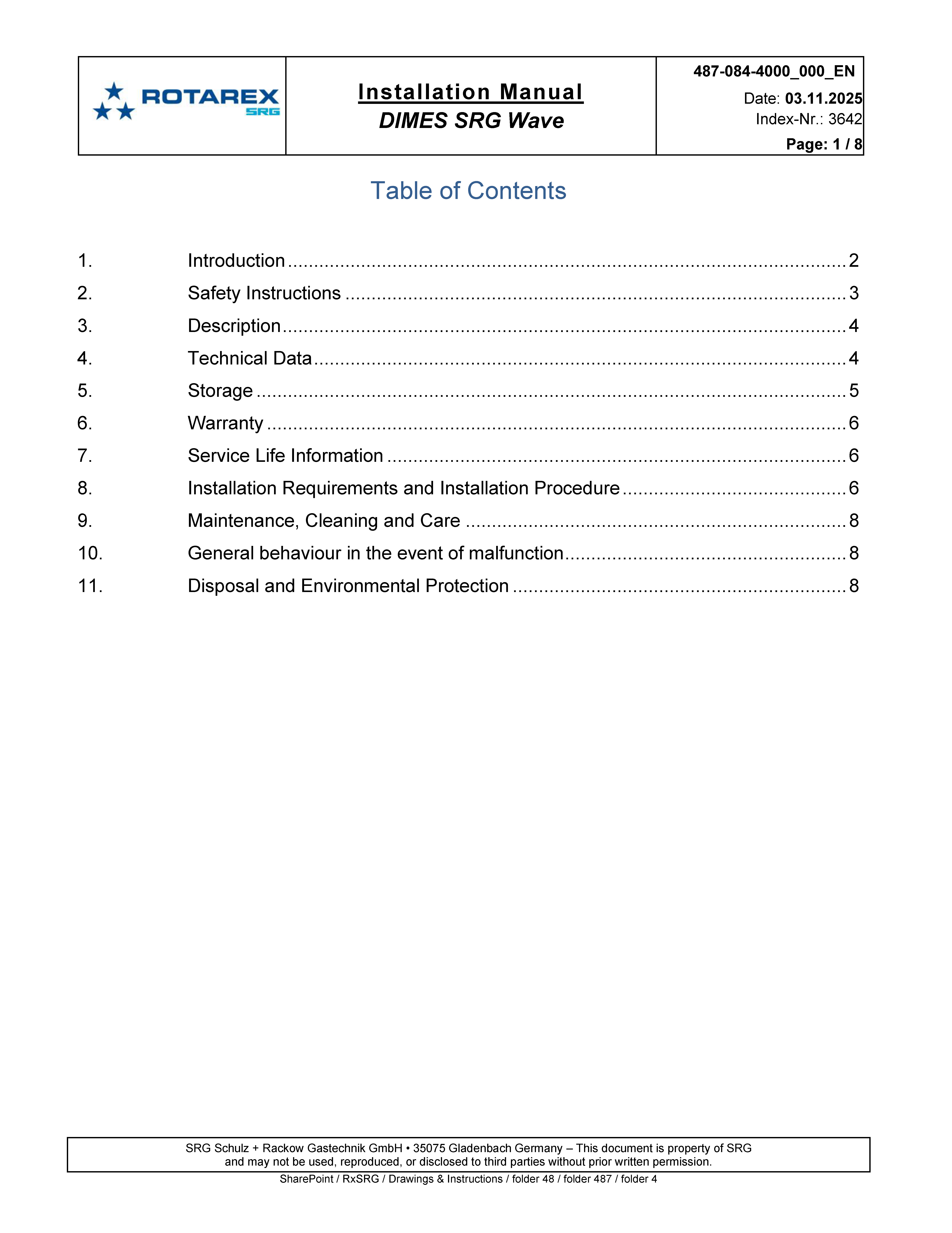 DIMES SRG Installation Manual Download